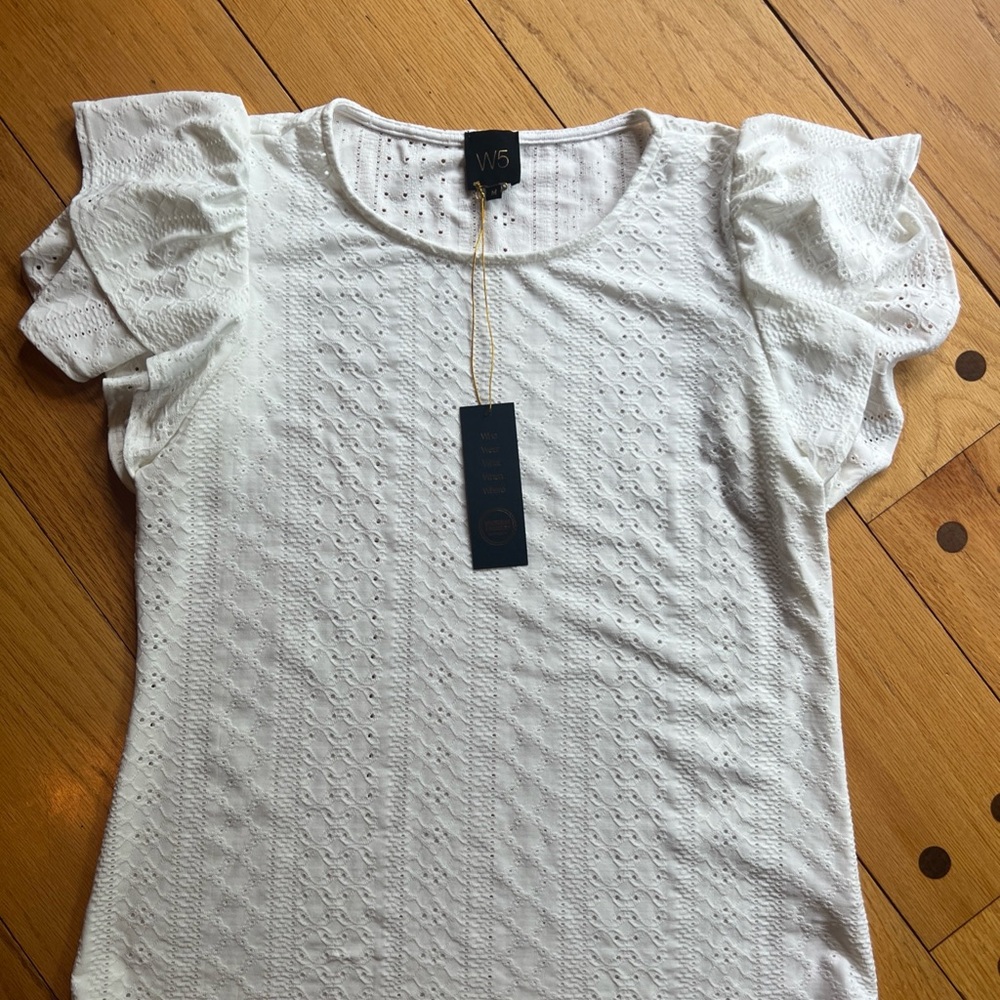 W5 Cream Eyelet Puff Sleeve Blouse